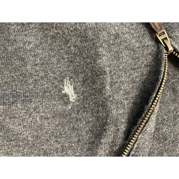 Polo Ralph Lauren Cashmere Gray Charcoal 1/4 Zip Sweater Size Medium Mint! - Picture 10 of 12